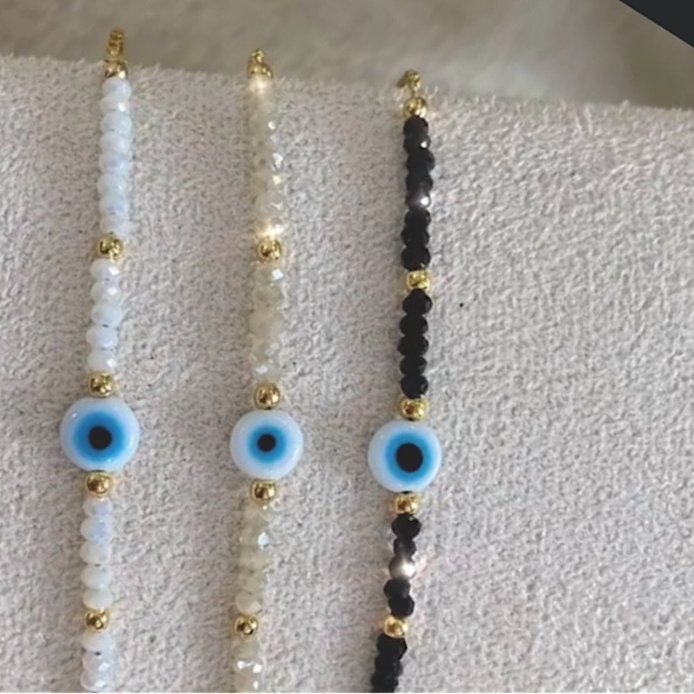 Evil Eye Gemstone Bracelets with semi-precious stones, handcrafted with love.
